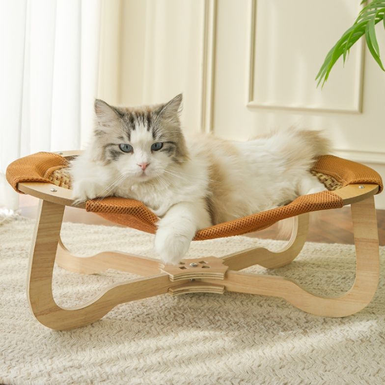 ハンモック 猫ちゃん専用木製曲線ハンモックベッド