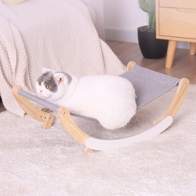 ハンモック 木製フレーム猫用ゆりかごハンモック