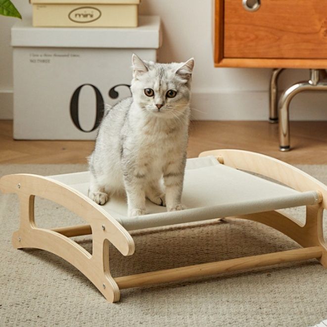ハンモック 木製フレーム猫用くつろぎハンモックベッド