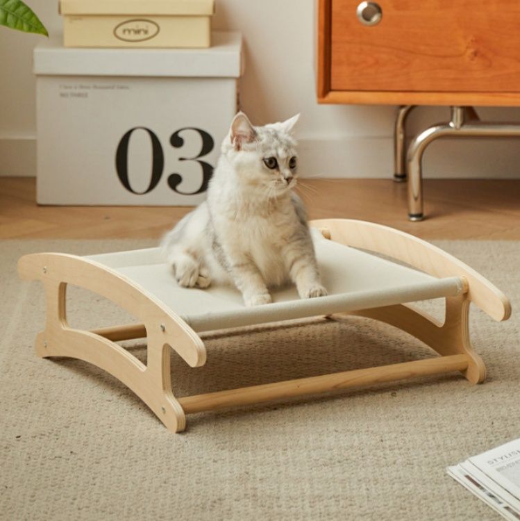 ハンモック 木製フレーム猫用くつろぎハンモックベッド