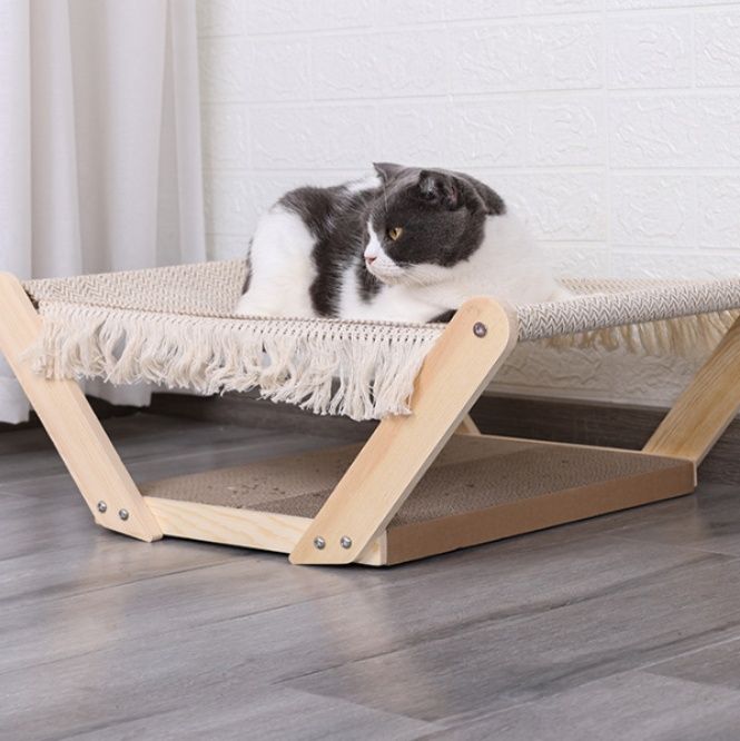 ハンモック 木製フレーム付き猫専用ハンモックベッド