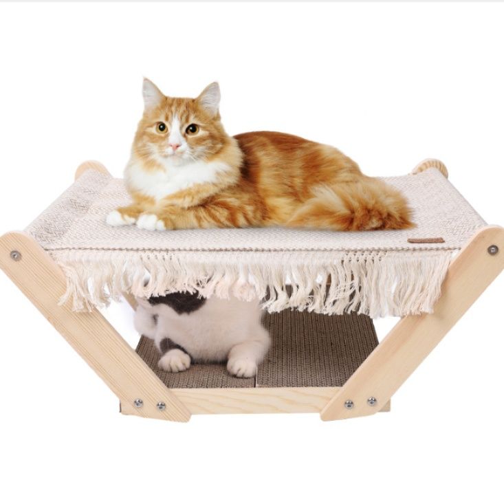 ハンモック 木製フレーム付き猫専用ハンモックベッド