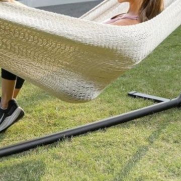 ハンモックベランダ特大編み込みフリンジ付き自立式ハンモック