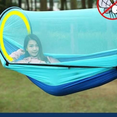 ハンモックキャンプ自動展開式蚊帳付き屋外用吊り下げ寝床
