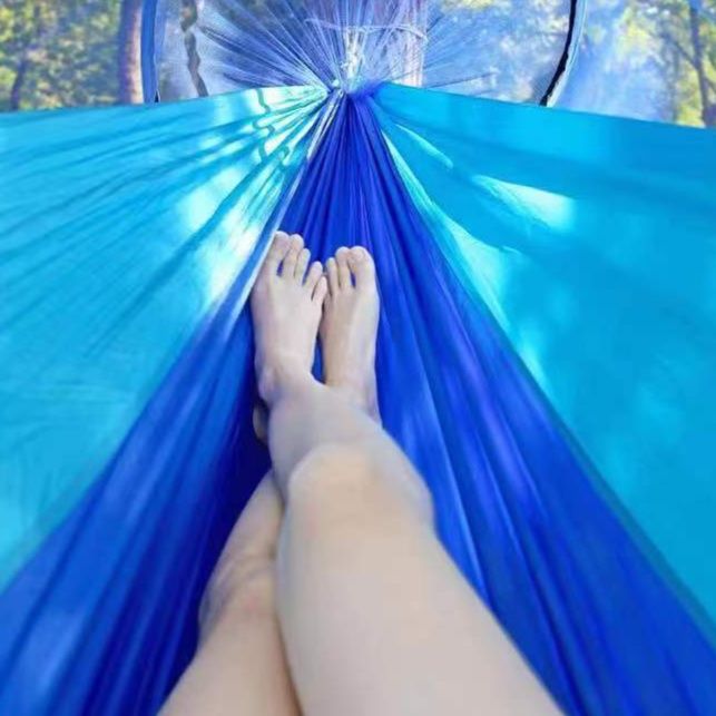 ハンモックキャンプ自動展開式蚊帳付き屋外用吊り下げ寝床