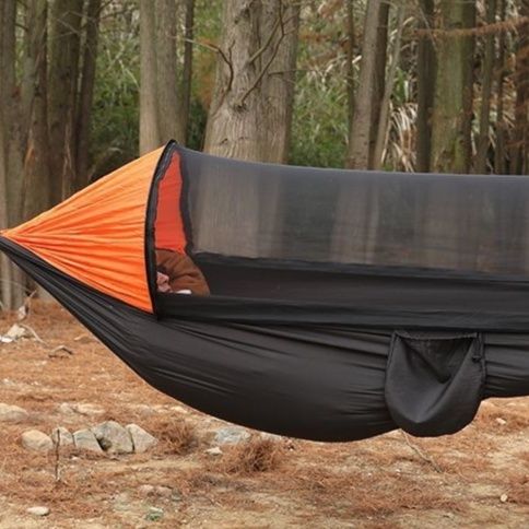 ハンモックキャンプ軽量携帯型蚊帳付き吊り下げ式