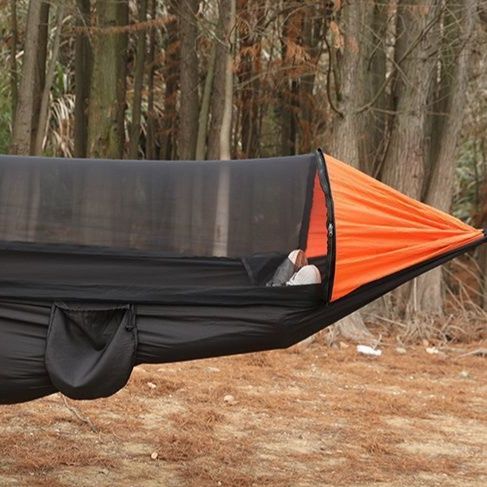 ハンモックキャンプ軽量携帯型蚊帳付き吊り下げ式