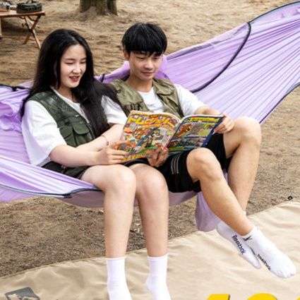 ハンモックキャンプ高密度防虫網付き吊り下げ式