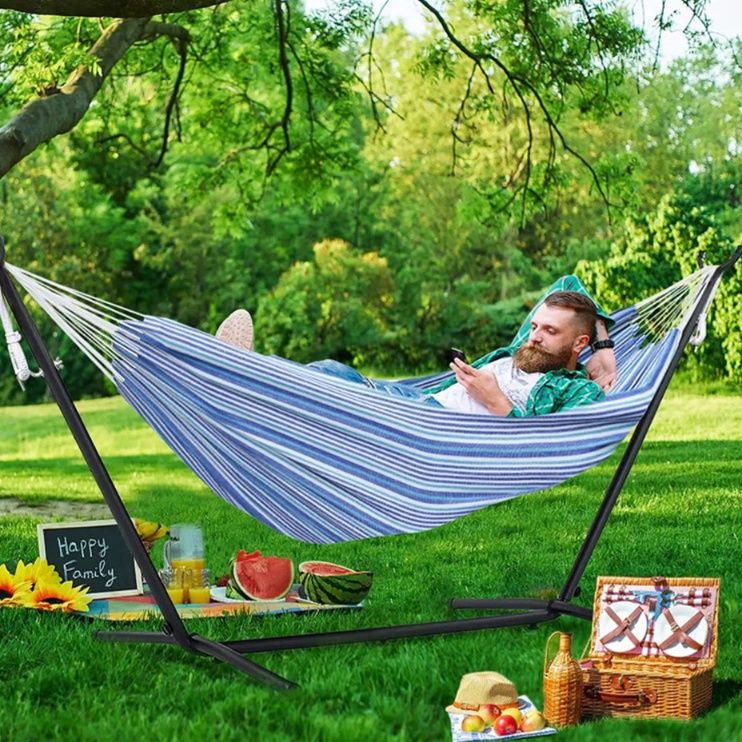 自立式スタンド付き吊り下げ式屋外用ハンモック