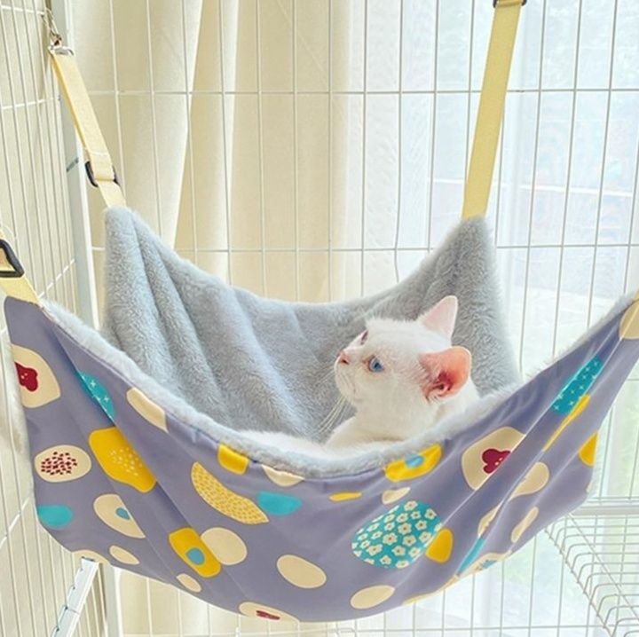  ケージ吊り下げ式ふわふわボア生地ペット用ハンモック