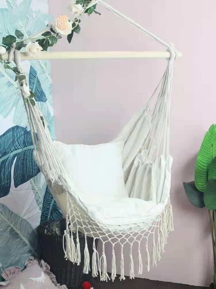 ハンモック室内吊り下げ式フリンジ付き椅子型
