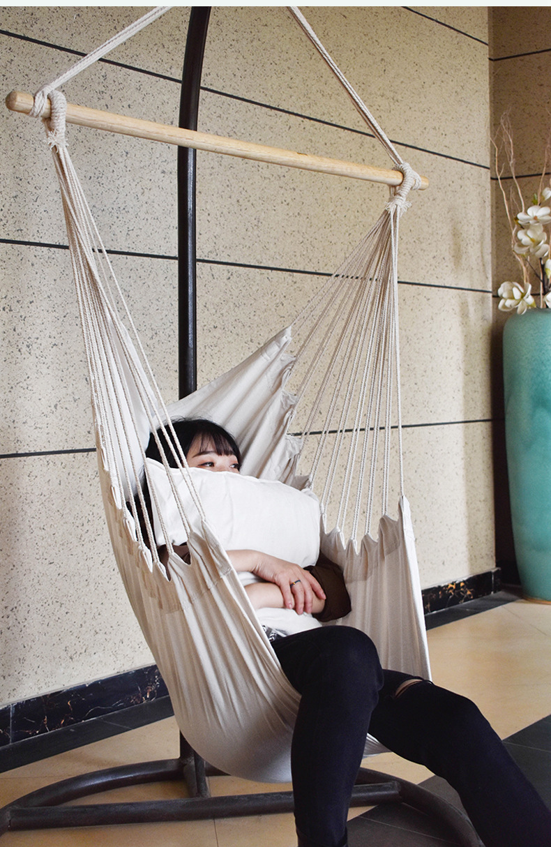 吊り下げ式チェア型ハンモック木製バー付き