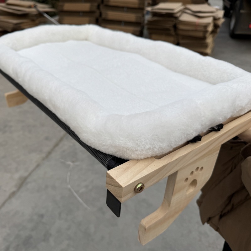 ハンモック 木製フレーム付きペット用もふもふハンモック
