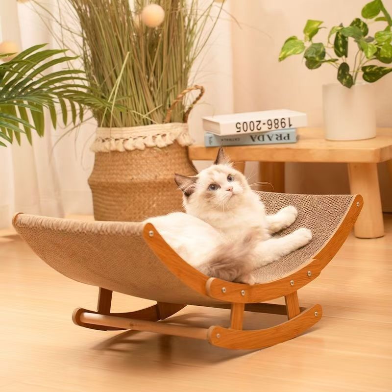 ハンモック 天然木製ゆらゆら猫用ハンモックベッド