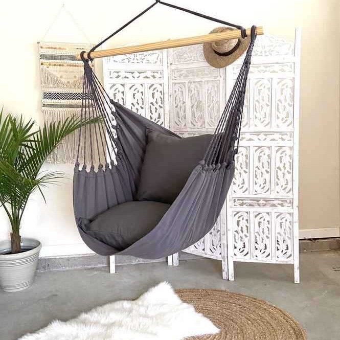 ハンモックベランダ木製フレーム付き吊り下げ式チェア