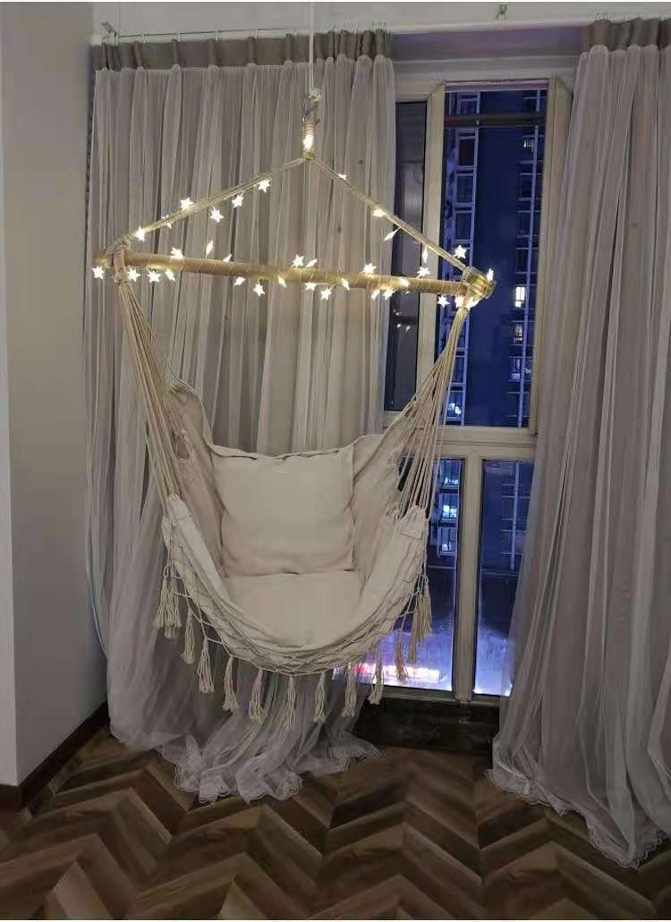 ハンモック室内吊り下げ式フリンジ付き椅子型