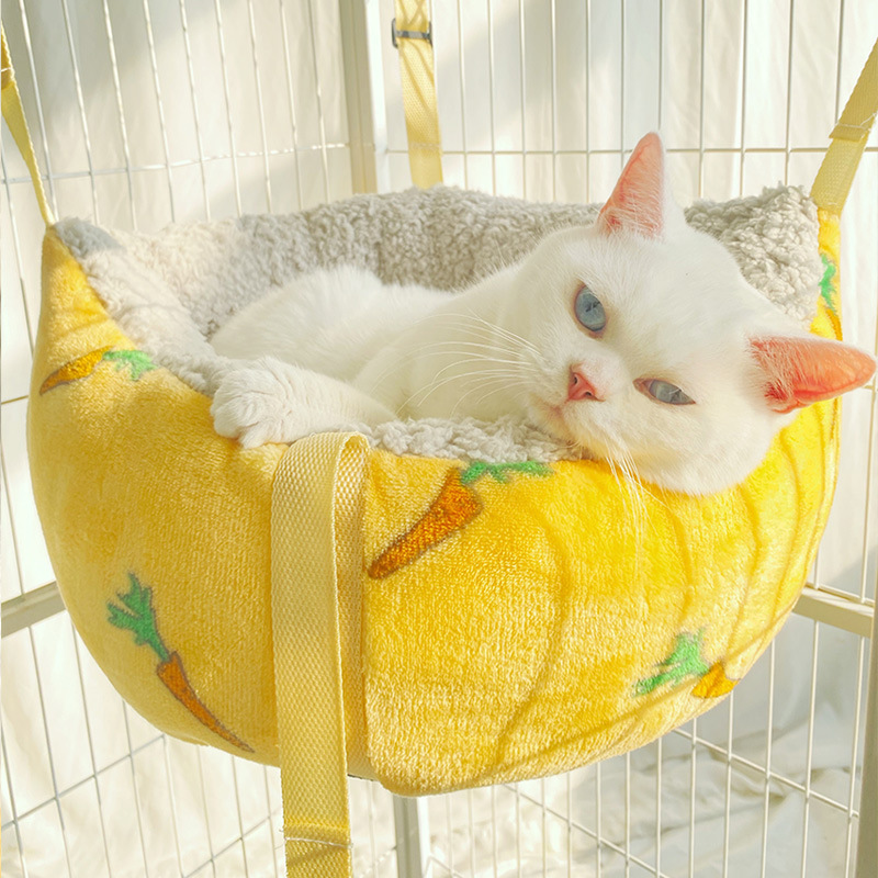 ハンモック 可愛いたべもの柄猫用吊り下げ式ベッド