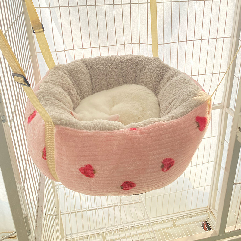 ハンモック 可愛いたべもの柄猫用吊り下げ式ベッド