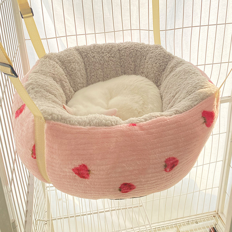 ハンモック 可愛いたべもの柄猫用吊り下げ式ベッド