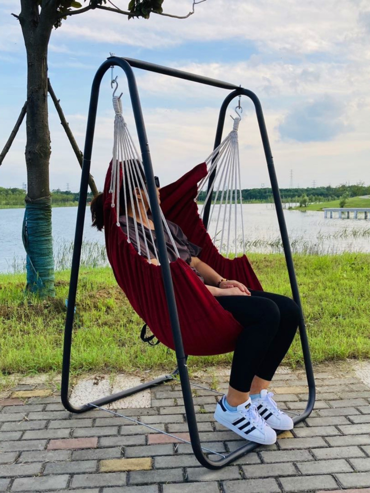  自立式吊り下げ椅子型ハンモック専用スタンド付き