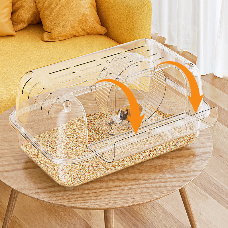 ハムスターケージ 全方位透明観察式豪華別荘ハムスターケージ
