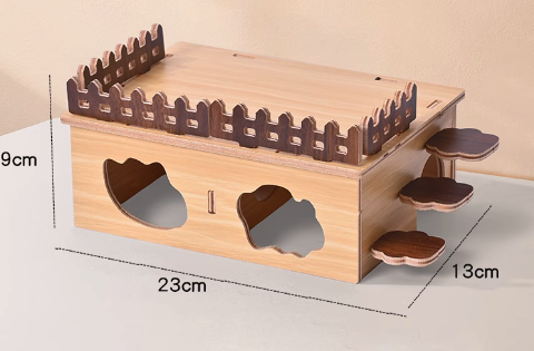 ハムスターケージ 天然木製ステージ ハウス