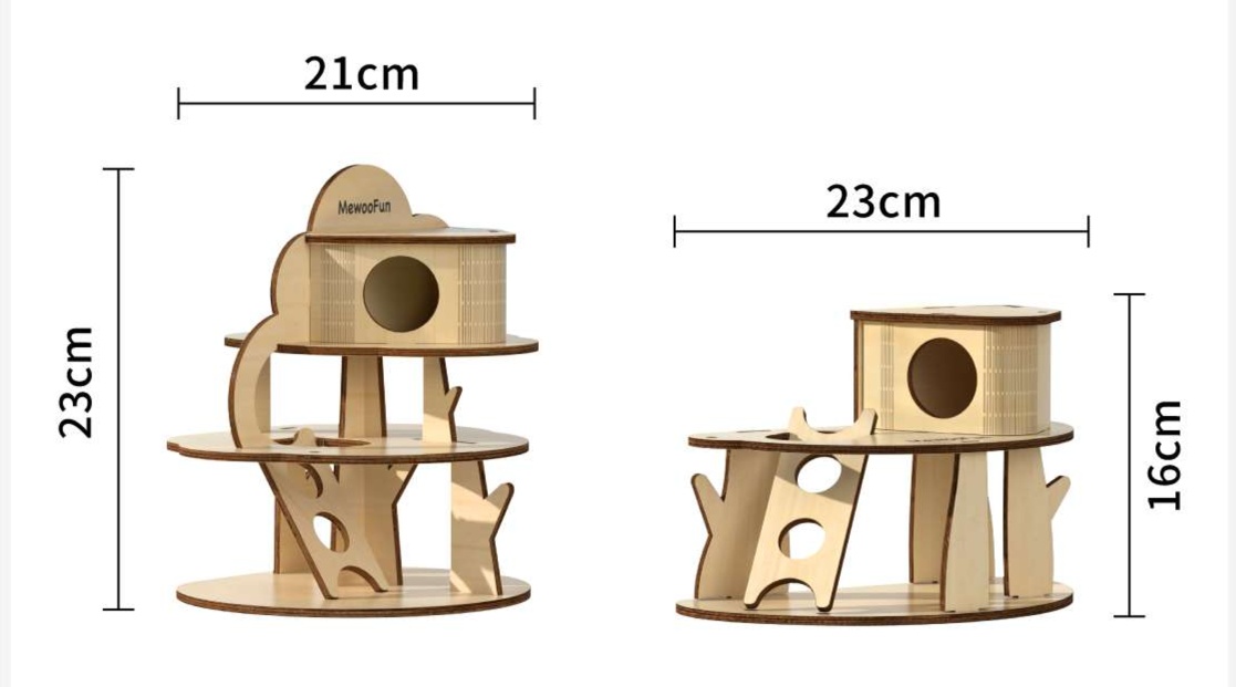 ハムスターケージ 遊べるタワーハウス 木製ハムスターの隠れ家