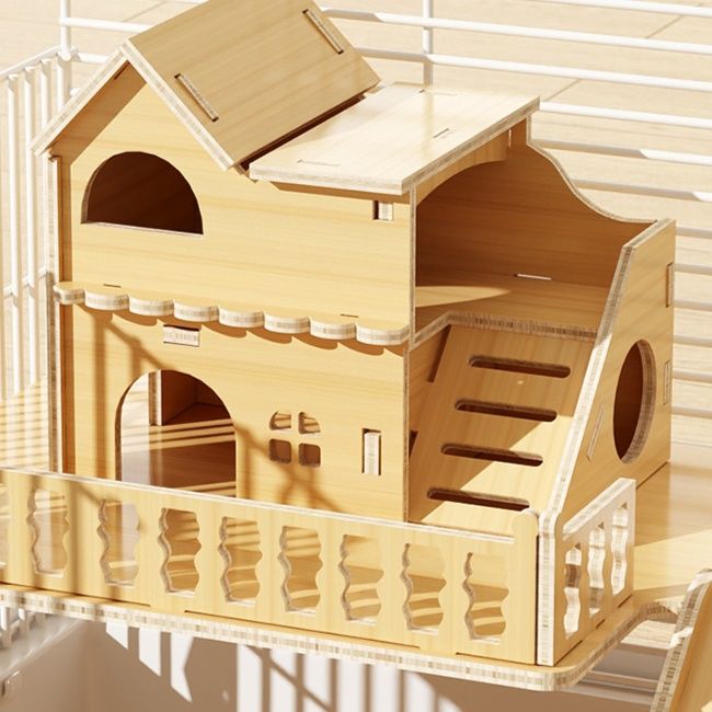 ハムスターケージ 大空間木製二階建て豪華別荘ハムスターケージ