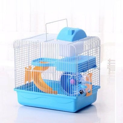 ハムスターケージ 二階建て回し車付き小動物飼育用金網ケージ