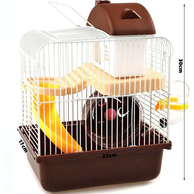 ハムスターケージ 二階建て回し車付き小動物飼育用金網ケージ