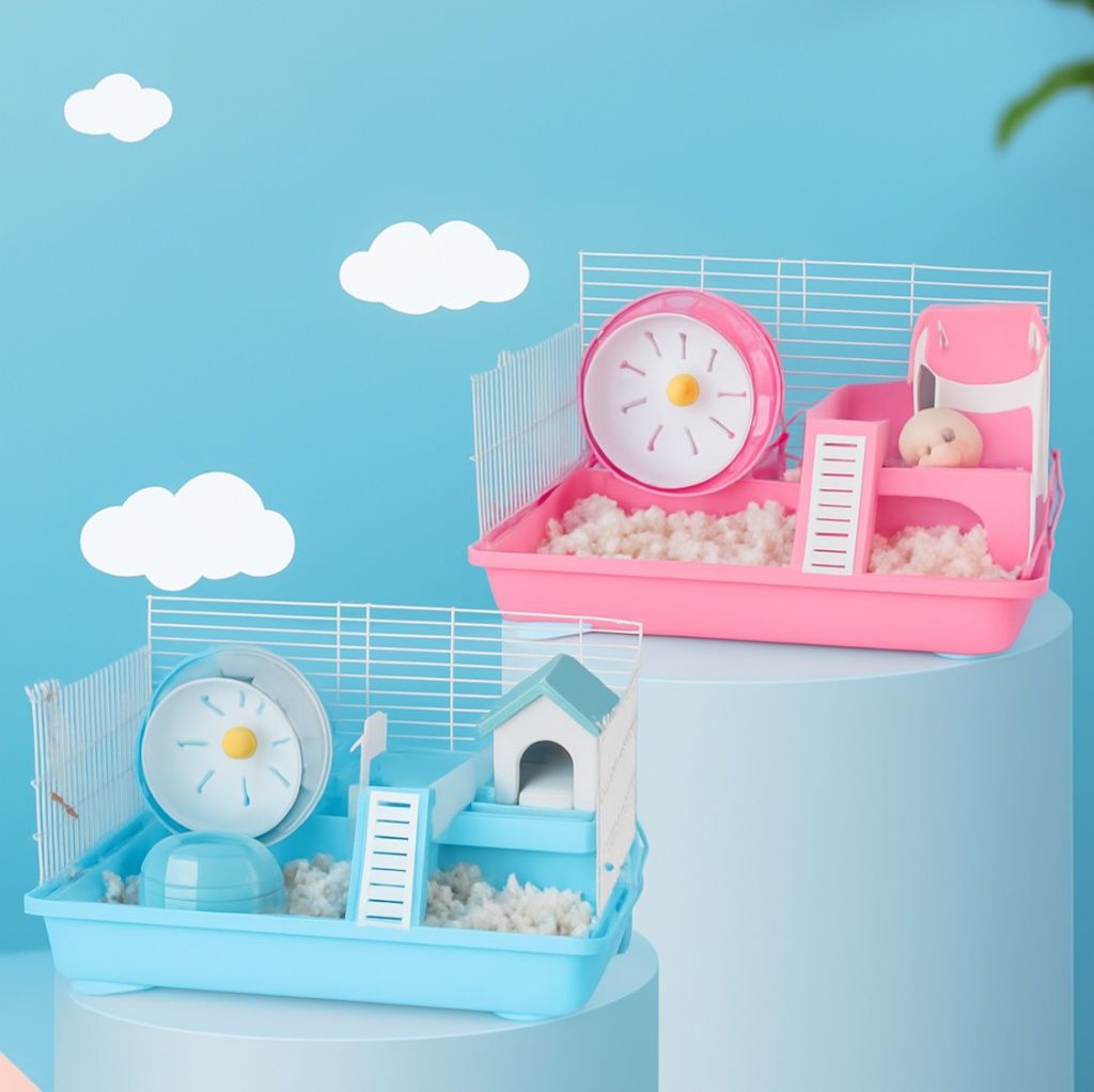 ハムスターケージ 二階建て豪華仕様ハムスター飼育用金網ケージ