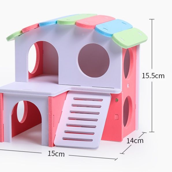 ハムスターケージ 二階建て天然木製ハムスター用多機能小屋