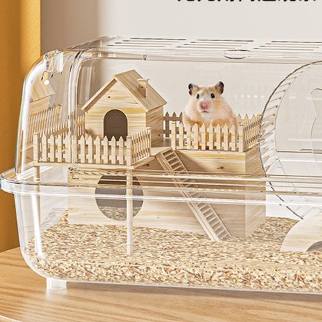 ハムスターケージ 全方位透明観察式豪華別荘ハムスターケージ
