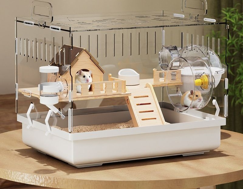 透明二階建て豪華プラスチックハムスターケージ