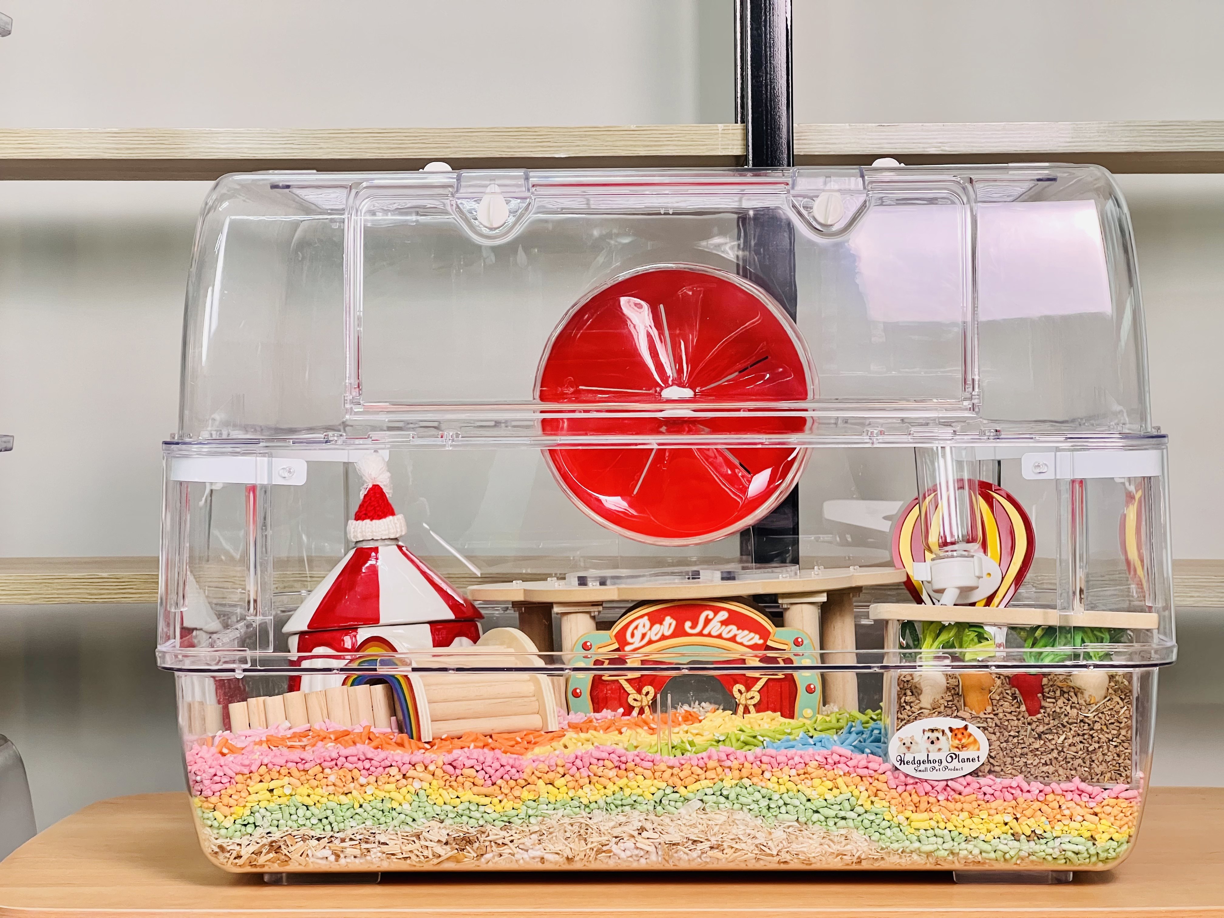 ハムスターケージ 透明回し車付きハムスター飼育ケージ