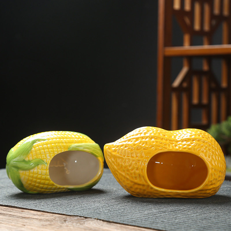 ハムスターケージ 落花生型陶器製ハムスター用涼感ハウス