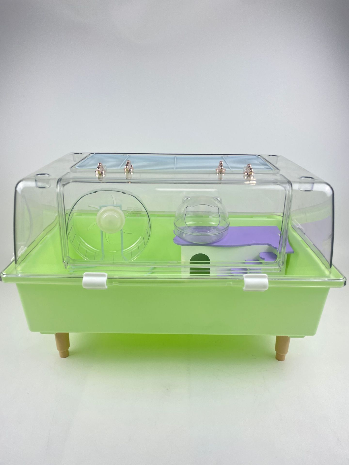 ハムスターケージ 透明天窓付き小動物用プラスチック飼育ケージ