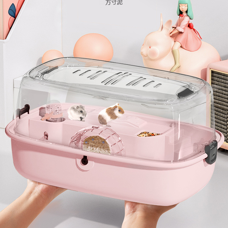 透明蓋付き広々ハムスターケージ アクリル製