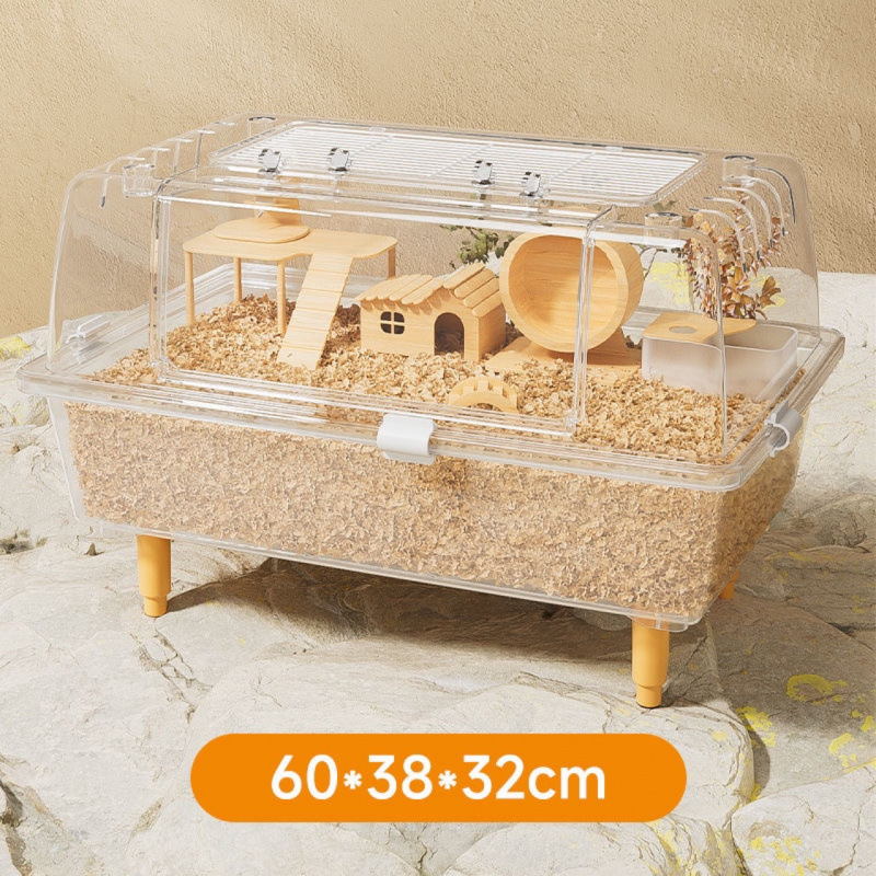 ハムスターケージ 多機能設計透明プラスチックハムスター飼育ケージ