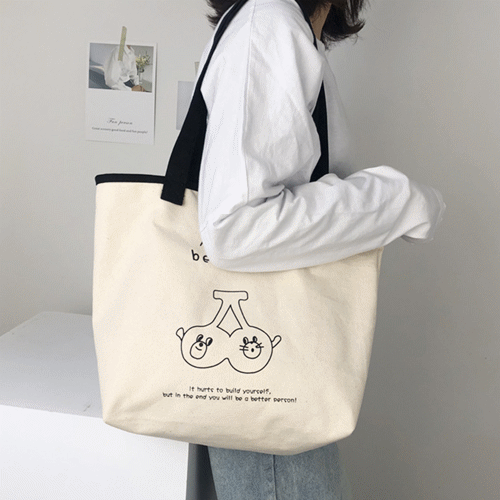 帆布バッグ 韓国風 可愛いプリント トートバッグ