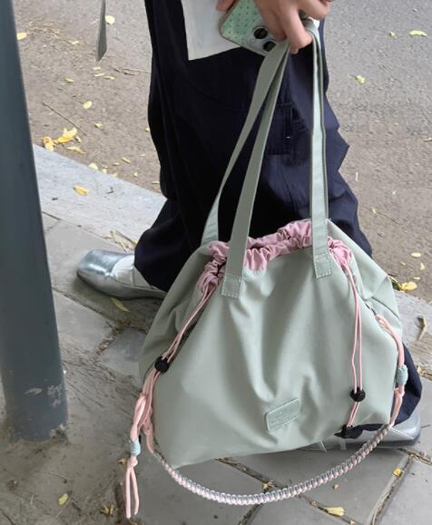 帆布バッグ 帆布２ウェイ巾着トートバッグ肩掛けショルダー