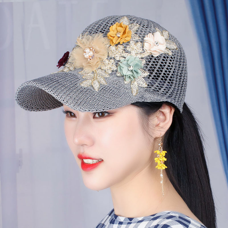 帽子 レディース 花刺繍メッシュキャップ