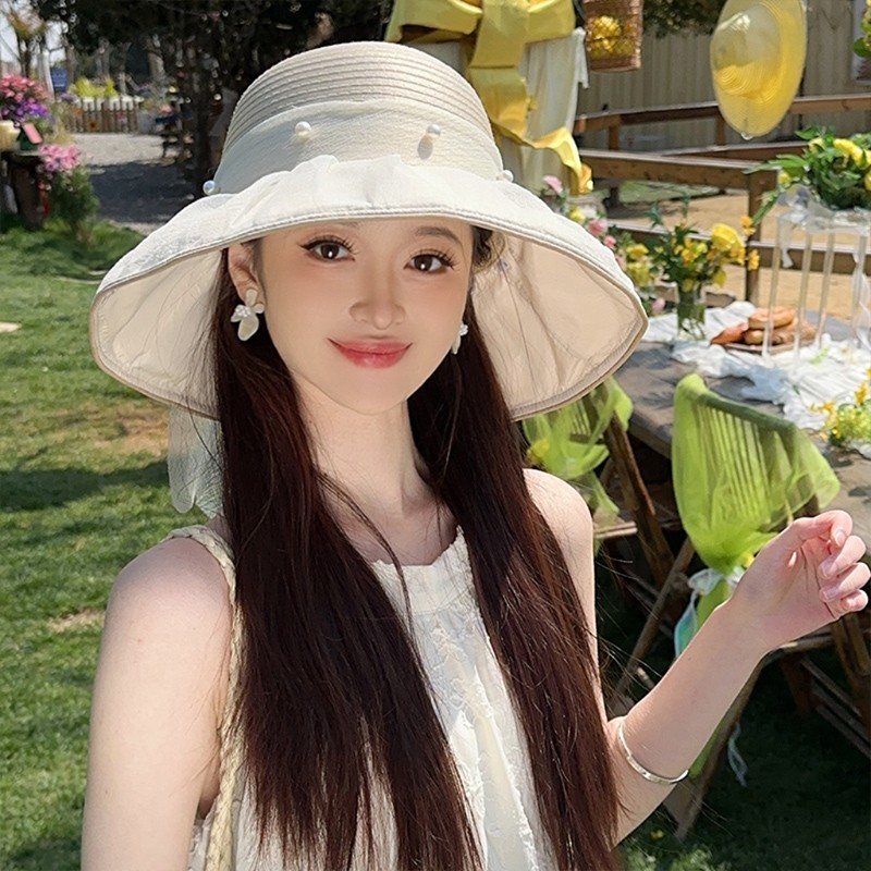 帽子 レディース 優雅リボン　麦わら帽子