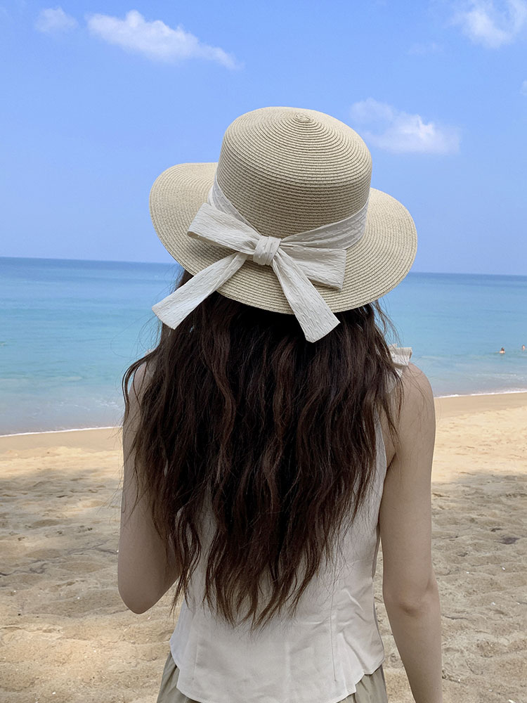 帽子 レディース 優雅リボン麦わら帽子
