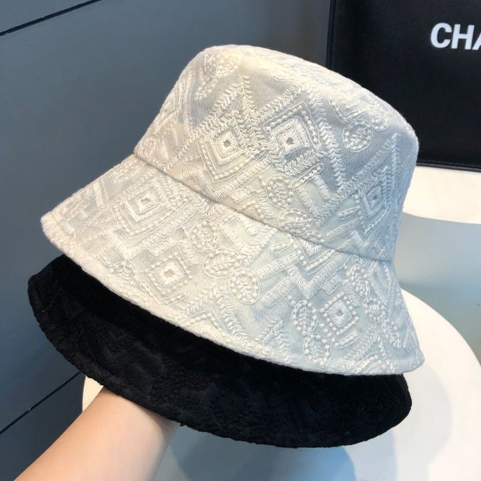 帽子 レディース 刺繍模様　優美バケットハット
