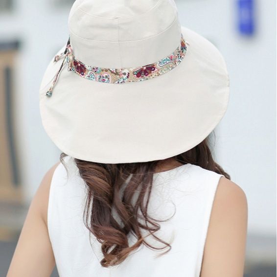 帽子 レディース 花柄リバーシブル あご紐付きサファリハット
