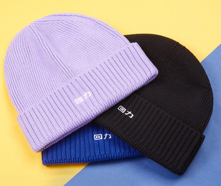 帽子 レディース シンプル刺繍ニット帽