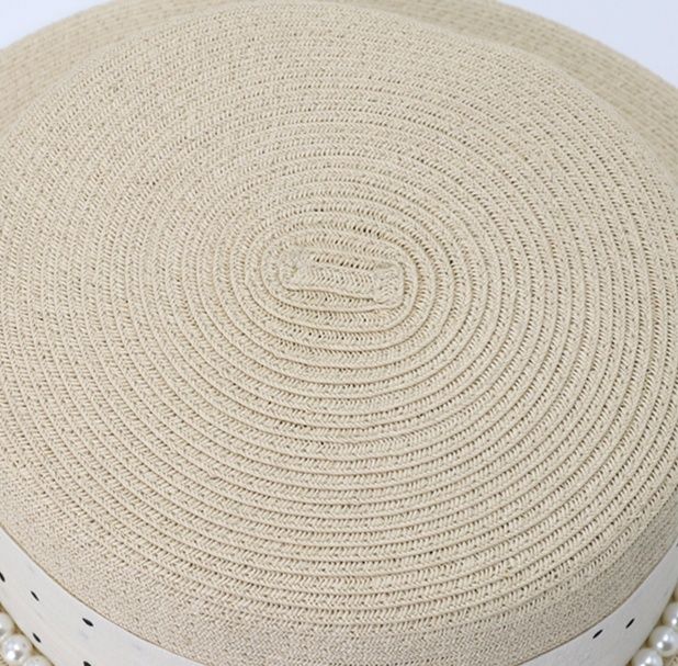 帽子 レディース 水玉パール飾り カンカン帽