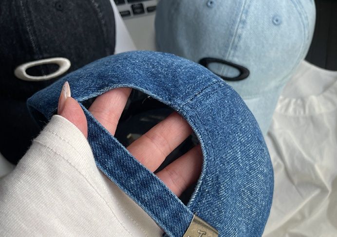 帽子 レディース デニム素材 楕円ロゴ キャップ