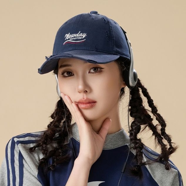 帽子 レディース ダメージ加工つば付きキャップ